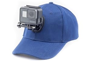 Digicharge Gorra De Béisbol con Soporte para Cámara De Acción Compatible con GoPro Hero Hero12 MAX, dji OSMO Action 3, Insta360 One, Akaso Apexcam Gookam Crosstour Apeman Victure CAM Color Azul