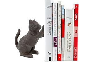 KAVSI Katze Dekorativ Buchstützen, Einzigartig Gusseisen Buchstützen Für Halt Schwerlast Bücher, Antiquität Wohnkultur Türstopper, Wohnzimmer Bücherei Büro Regal Dekoration