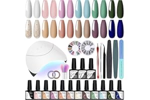 VANREESA Gel Nail Polish Kit with 36W LED U V Lamp, 12 Pcs Gel Nail Kit Purple Pink White Blue Green U V Gels Nails Polish Set Starter Kit with Manicure Tools Gifts for Women