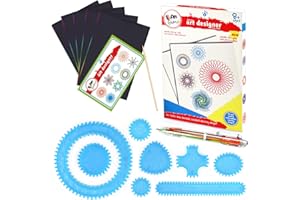 KEUGT Spirograph,Spirograph Bambini,15 pz Spiral Art Set,Set Spirale,Kit Righello Disegno Ingranaggi,Strumento Disegno Spirale Righello Geometrico,Gioco Creativo Mandala,Scratch Art Notes per Bambini Regalo
