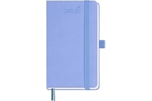 BEZEND Petit Agenda 2025 2026 de Poche 15.5 x 9 cm Agenda Scolaire Professionnel 25 26 Semainier A6, 18 Mois Du Juillet. 25 à Déc. 26, Couverture Rigide en Cuir PU - Bleuet