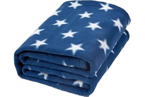 Dreamscene Manta de Franela de Forro Polar con Estrellas sobre la Cama, cálida y Suave, para sofá de niños, Azul Marino, 50 x 60 Pulgadas