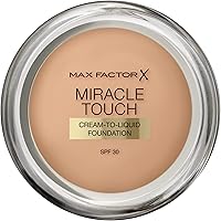 Max Factor Miracle Touch Foundation in der Farbe 60 Sand – Intensives, pudriges Make-up für ein makelloses Hautbild – Mit Lic