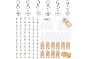 Moseem Schutzengel Schlüsselanhänger, 36 Stück Schutzengel Anhänger Gastgeschenke Schutzengel mit Organza Beutel Kraftpapier Anhänger für Kommunion Gastgeschenke Konfirmation Taufe Geschenk Abschied