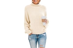 BLENCOT Women Cable Knit Turtleneck Sweater Casual Thick Long Sleeve Tops Pullover