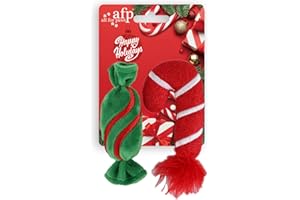 ALL FOR PAWS Catnip Toy for Cats, Cat Christmas Toy Candy Cane Catnip Cat Toy Xmas Interactive Plush Toy (Xmas Candy Cane)