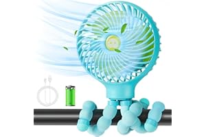 Gifort Mini Ventilatore Portatile, Ventilatore Silenzioso USB, Ventilatore Passeggino con Treppiede Flessibile, per Scrivania, Auto, Casa Ufficio,Viaggiare, Alimentata a Batteria o USB