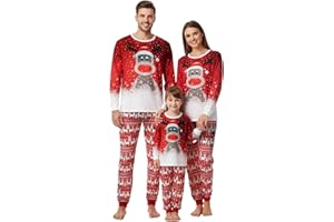 AQUPELW Weihnachts Familie Pyjama Set, Matching Christmas Pyjamas Couple, Weihnachts Schlafanzug Langärmelige Hose, Weihnachtspyjama Für Damen Herren Kinder