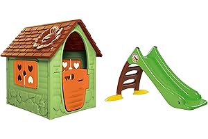 JT-LIZENZEN Dohany Playhouse, Children's Playhouse, Garden House with Slide, 120 cm, Indoor Outdoor, from 2 Years of Age