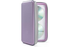 DVSICK Étui de rangement pour DVD, 96 CD, en plastique, portable, avec fermeture éclair, pour rangement de voiture, sac portefeuille (lavande)