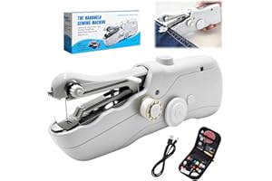 HOSSOM Macchina Cucire Portatile, Mini Macchina da Cucire Elettrica Portatile per Principianti e Adulti, Facile da Usare e Punto Veloce, Adatto Per Vestiti, Cutain, Tessuti, Viaggi Domestici Fai da Te