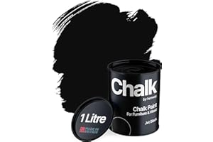 Hemway Chalk Paint Jet Black Furniture Paint 1L, Matt Finish Shabby Chic, Chalk Furniture & Walls, Quick Dry & 1 Coat