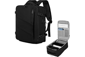 VOESLD Mochila Viaje Cabina Avion 45x36x20 para Easyjet, Mochila de Viaje Hombre Mujer Negro Mochila Portatil Mochila Ordenador Bolsa de Viaje con Puerto USB, 32L