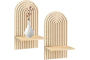 Vägghylla i trä, set om 2, boho-väggdekor, hängande hyllor, väggdekor, estetisk väggkonst, för vardagsrum, sovrum, barnrum, h