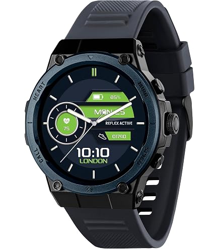 Montre Connectée Reflex Active Série 54 – GPS, AMOLED, Altimètre/baromètre/boussole, Bleu/orange