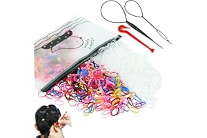 Hanyousheng 1000 Pcs Petit Elastique Cheveux, Mini Elastique Multicolore / Transparent Fille, Caoutchouc pour Cheveux Fins et Tressage, avec 2 Outil Queue de Cheval