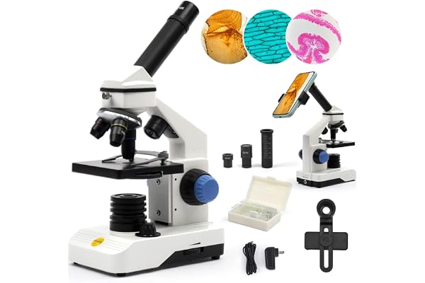 SWIFT SS121 Microscope 100X-2000X pour enfants, étudiants, adultes, avec adaptateur de téléphone, ensemble de diapositives de microscope, la maison, la recherche scientifique biologique