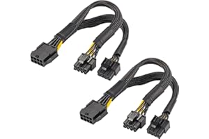 YieJoya Adaptateur Tressé pour câbles d'alimentation PCIe 8 broches à 8 broches, pack de 2 adaptateurs d'alimentation 8 broches vers double PCIe 8 broches (6+2) express pour carte graphique