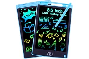 PERMUST Tavoletta Grafica Lcd 2 Pack, 8.5 Pollici Digitali Lavagna Per Bambini, Schermo Colorato, Doodle Pad Con Pulsante Di Cancellazione Bloccabile, Regalo Bambini（Blu + Blu ）