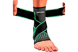NativoDex Tobillera para Estabilizar y Prevenir Torceduras, Soporte y Compresión para Lesiones en el Tobillo, Deportiva con Ajuste Personalizado, para Ambos Pies
