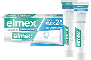 ELMEX | Dentifrice elmex Sensitive Blancheur Douce 0 % Colorants | Dents Sensibles | Protection de l'Email | Dents blanches | 2 x 75 ml