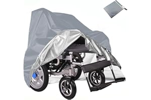 MERWDEEYT Rollstuhl Schutzhülle Wasserdichte Abdeckung für Mobilitätsroller, 210D Oxford Winddichte Rollstuhlabdeckung Regensichere Staubdichte Abdeckung für Den Innen und Außenbereich, 100x75x100cm (Grau)