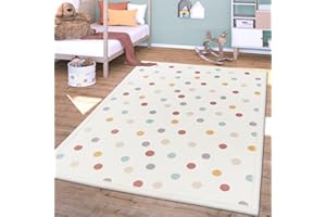 ‎TT HOME TT Home Washable Rug Crawling Mat Baby Room Children Non-Slip Fluffy Dots Colour: Blue Yellow Cream Size: 80 x 150 cm