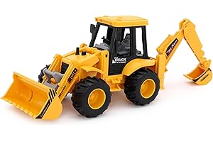 Toyland® 28cm (11") Friction Drive Backhoe Loader - Movable Front Loader and Excavator - Construction Toy