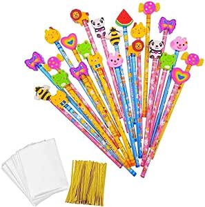 24 HB Bleistifte Mit Radiergummi - Bunte Kinder Bleistifte Set Für Schule & Party