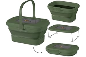 The FlexiNest Collapsible Picnic Basket with Handle and Lid as Stand Up Table -16L Collapsible Laundry Basket, Collapsible Bucket, and Washing Up Bowl for Picnic, Camping