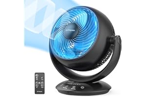 DR.PREPARE Tischventilator, 25 dB Ventilator Leise, Effiziente Kühlung, Umwälzventilator, 3 Geschwindigkeiten, 2–12 Stunden Timer, 90° Oszillierender Ventilator für Schlafzimmer, Zuhause, Büro