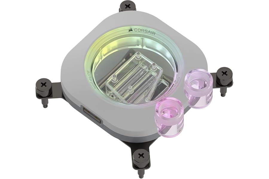 Corsair iCUE LINK XC7 RGB ELITE CPU Water Block - Transparent Flow Chamber - 24 RGB LEDs - Fits Intel® LGA 1700, AMD® AM5 and older - White