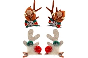 TIESOME Lot de 4 pinces à cheveux de Noël en forme de bois de renne pour femmes, filles, enfants, adultes et cadeaux de fête (A)