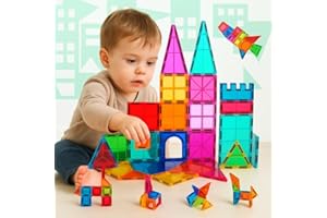 NK Magnetyczne klocki budowlane dla dzieci (65 sztuk) - magnetyczne części 3D płytki magnetyczne, zabawka edukacyjna Montessori, prezent na urodziny Boże Narodzenie dla dzieci