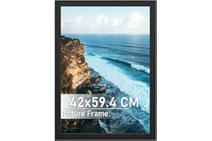 Histarzeda A2 Picture Frame 42x59.4 cm with A3 Mount (Without Nail), A2 Poster Frame for Family Photos, Display Horizontally or Vertically in Home, Office, Coffee Shop (Black)
