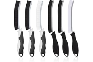 TQRR 6 Piezas Cepillo Limpieza Grietas Cerdas Duras, Cepillo Juntas Limpieza Hogar, Herramientas de Limpieza para Inodoro, Azulejos, Cocina, Ventanas (6, Negro)