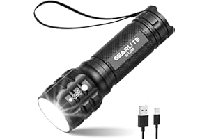 GEARLITE Kleine Taschenlampe LED Aufladbar, Zoomable Mini Taschenlampe Extrem Hell für Kinder, IP65 Wasserdichte Tragbare Flashlight für Camping, Wandern, Notfälle, Outdoor