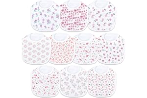 Hakochia Waterproof Baby Bibs Cotton Super Soft Absorbent 4-Layer Unisex Baby Bandana Bibs With Adjustable Snaps for Boys Girls Infants Newborn Feeding, Teething, Drooling,3-36 Months,10-Pack