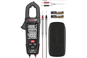 QLUUE Clamp Medidor de tensión, multímetro CA/CC, prueba de voltaje con comprobador automático NCV, medición de corriente, temperatura, capacidad, resistencia, continuidad