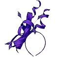 Swirl Loop Sinamay Headband Fascinator For Women Wedding Ascot Races [Royal Purple]