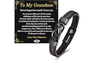 JONAKO EPIRORA Mens Leather Bracelet Birthday Gifts for Son Grandson Brother Nephew Husband, Christmas Anniversary Happy Birthday Gifts for Boys Him Men