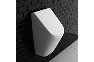 Vitra Urinal mit Deckel | Wand Pissoir Urinalbecken Komplettset mit Urinal-Absaug-Siphon | Keramik Pisuar mit Antibakterieller Beschichtung | Wand-Urinal | Hänge-Urinal Männer Urinal