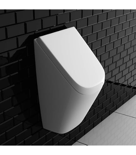 VBChome Urinal – Wandmodell, Weiß, Keramik, Deckel Mit Soft-Close, Zulauf Hinten, Für Modernes Bad Oder WC