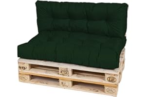‎TEXDEKO TexDeko® Garden Palettenkissen 120x80x18cm wasserabweisend UV - beständig In- & Outdoor Premium Sitzkissen gesteppt Palettenauflage für Europaletten (2-TLG Set, Dunkelgrün)