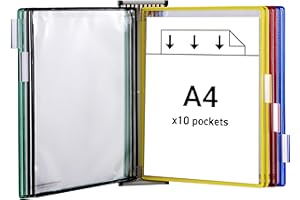 DJOIS TARIFOLD Es TAA414109 - Expositor de pared A4 para catálogos con 10 fundas PVC, colores surtidos
