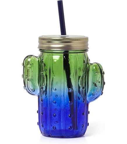 LINXIU Set Da 2 Bicchieri In Vetro A Forma Di Lattina 500ml - Con Coperchio In Bambù E Cannuccia In Vetro - Ideali Per Cocktail, Whisky, Soda E Birra