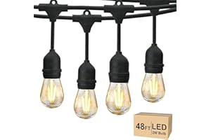 Svater Guirlande Lumineuse Extérieure, 15M S14 Guirlande Guinguette LED avec 15+1 2W E27 Plastiques Ampoule, IP65 Étanche Guirlande Electrique Exterieur pour Jardin Pergola Terrasse, 2700K Blanc Chaud