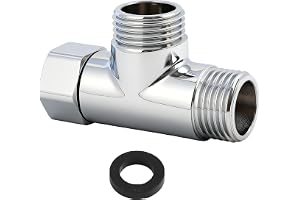 G1/2 tum T-adapter, 3-vägs T-Coverio-ventil med packning, förkromad kontakt för dricksvatten, 20 mm, kompatibel med vatten- och duschsystem, enkel installation, 3-vägs kontaktventil