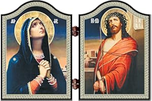 NKlaus 1402 Deva Maria & Jesus Holz Diptychon Skorbjashhaja Bogorodica i Spasitel ikone