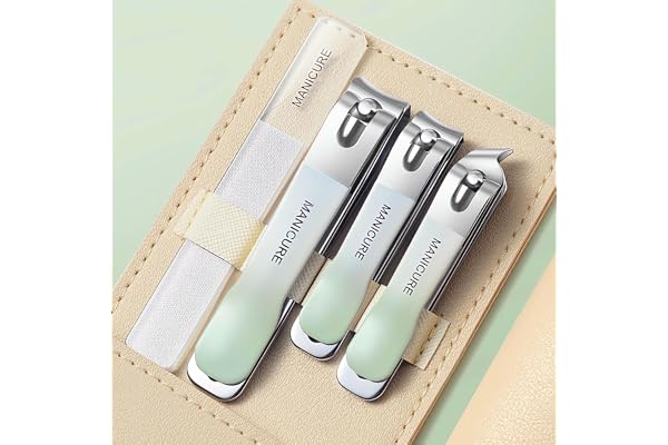 Woffely 4 Pcs Nail Clippers Set,Professional Manicure & Pedicure Kit for Men & Women,Large Toe Nail Clippers Kit, Sharp Stainless Steel Cutter for Thick Finger Nail, Professional Grooming Kits, Travel Nail Kit Perfect Gifts (Multicolor)